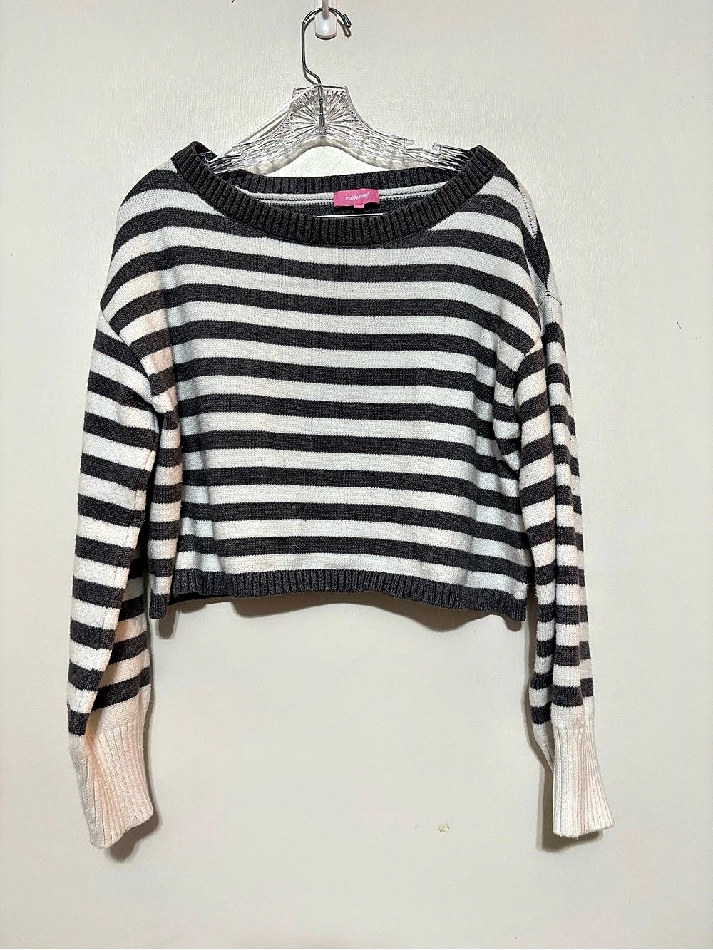 edikted Saphi Striped Oversized Sweater Black & White Medium